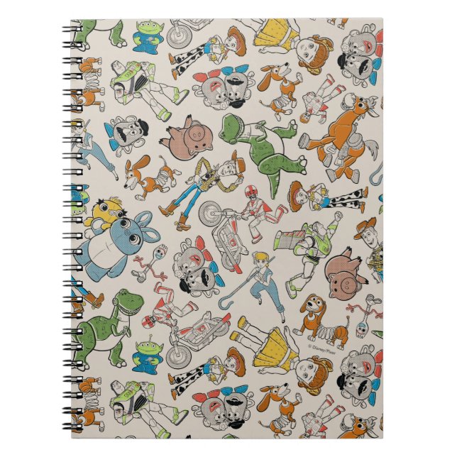 Toy Story 4 | Retro Character Toss Pattern Notebook (Front)