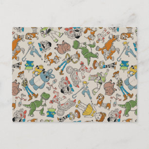 Toy Story 4   Retro Character Toss Pattern Postcard