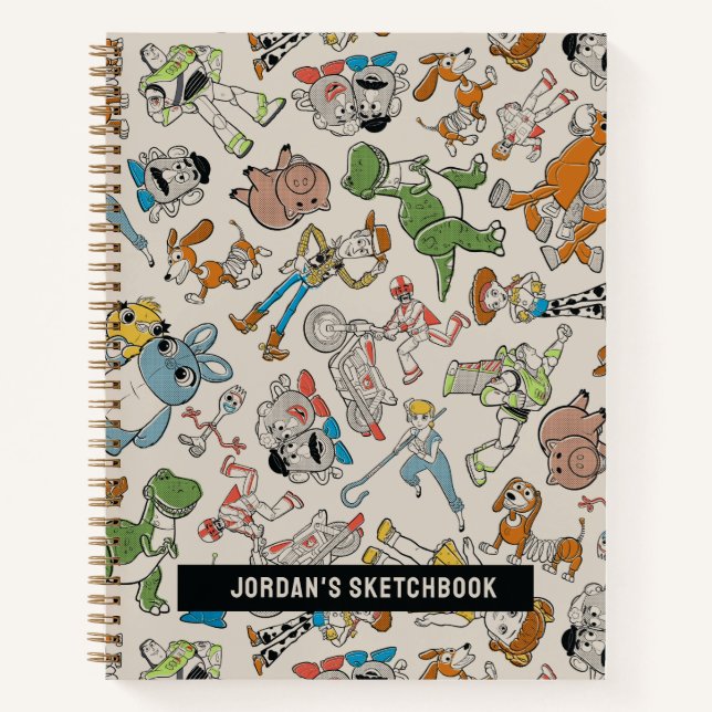 Toy Story 4 | Retro Character Toss Pattern Sketch Notebook (Front)
