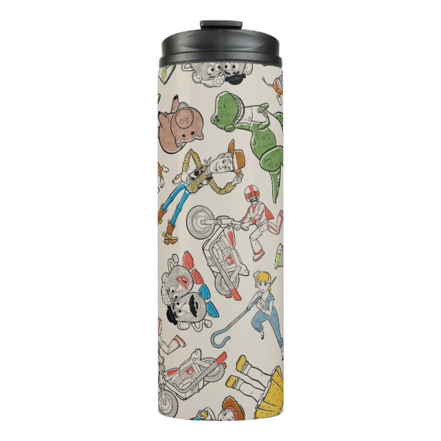 Toy Story 4 | Retro Character Toss Pattern Thermal Tumbler (Front)