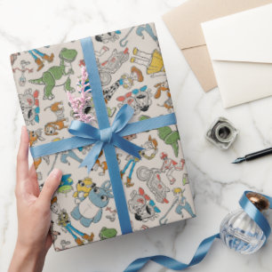 Toy Story 4   Retro Character Toss Pattern Wrapping Paper