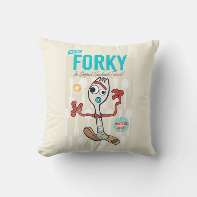 Toy Story 4 | Retro Forky Toy Ad Throw Pillow (Front)
