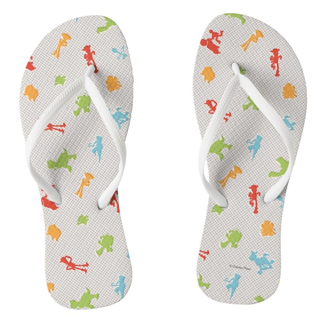 Toy Story 4 | Retro Toy Shape Toss Pattern Flip Flops (Footbed)