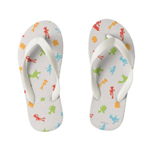 Toy Story 4   Retro Toy Shape Toss Pattern Kid's Flip Flops