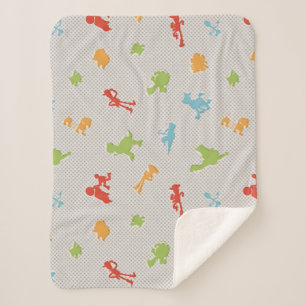 Toy Story 4   Retro Toy Shape Toss Pattern Sherpa Blanket