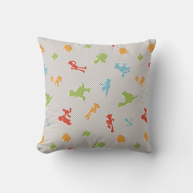 Toy Story 4 | Retro Toy Shape Toss Pattern Throw Pillow (Front)