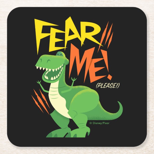 Toy Story 4 | Rex "Fear Me!" Square Paper Coaster (Front)