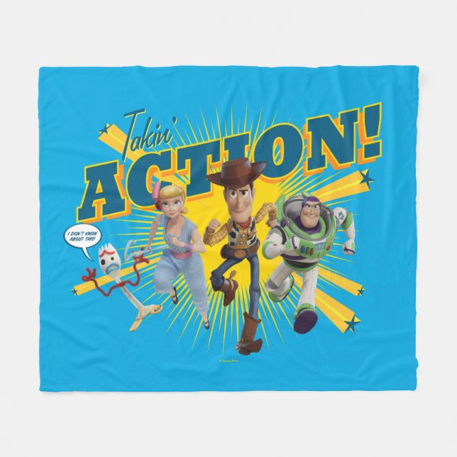 Toy Story 4 | "Takin' Action!" Group Art Fleece Blanket (Front (Horizontal))