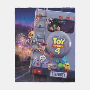 Toy Story 4   Toys Riding RV Theatrical Poster Fleece Blanket