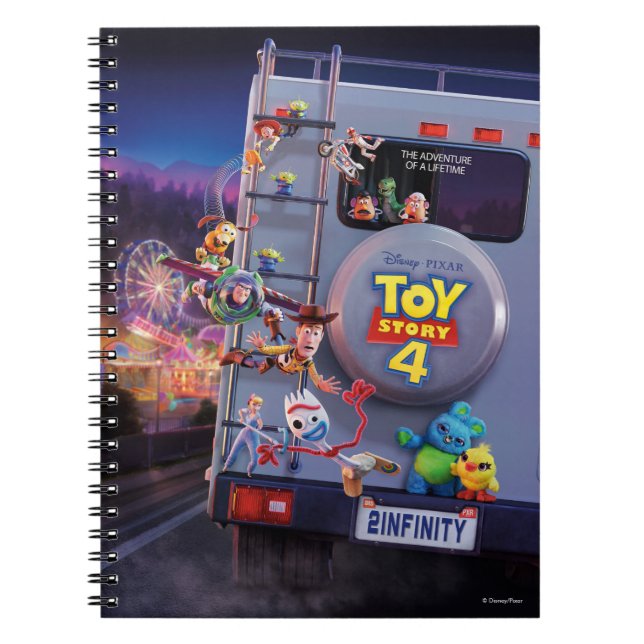 Toy Story 4 | Toys Riding RV Theatrical Poster Notebook (Front)