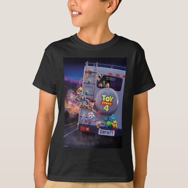 Toy Story 4 | Toys Riding RV Theatrical Poster T-Shirt (Front)