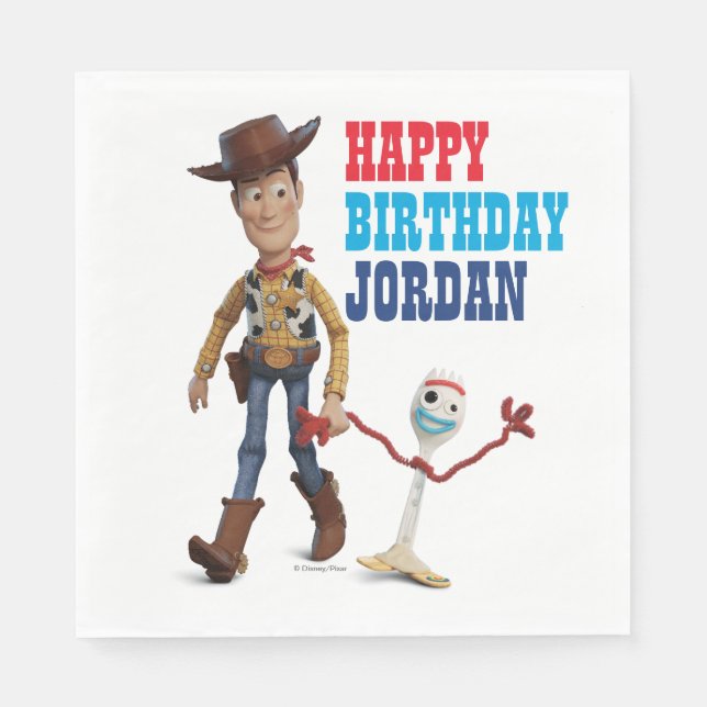 Toy Story 4 | Woody & Forky Walking Together Napkin (Front)