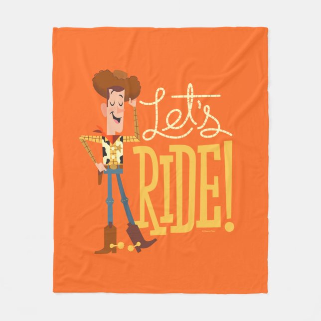 Toy Story 4 | Woody Illustration "Let's Ride" Fleece Blanket (Front)