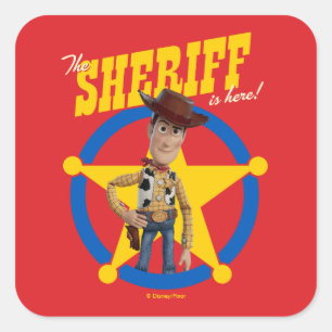 Toy Story 4   Woody "The Sheriff Is Here" Square Sticker