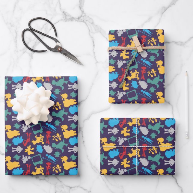 Toy Story 5 | Character Silhouette Pattern Wrapping Paper Sheet (Front)