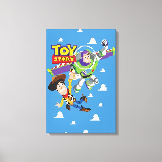 Toy Story 8Bit Woody and Buzz Lightyear Canvas Print (Front)