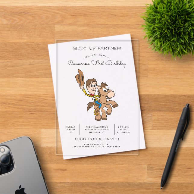Toy Story Baby Woody 1st Birthday  Acrylic Invitations (Insitu (Invitation Card))