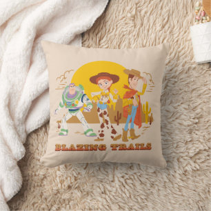 Toy Story Buzz, Jessie, Woody "Blazing Trails" Throw Pillow