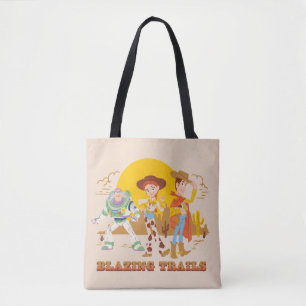 Toy Story Buzz, Jessie, Woody "Blazing Trails" Tote Bag
