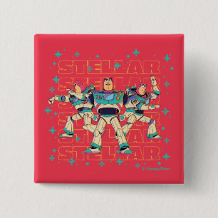Toy Story Buzz Lightyear "STELLAR" 2 Inch Square Button
