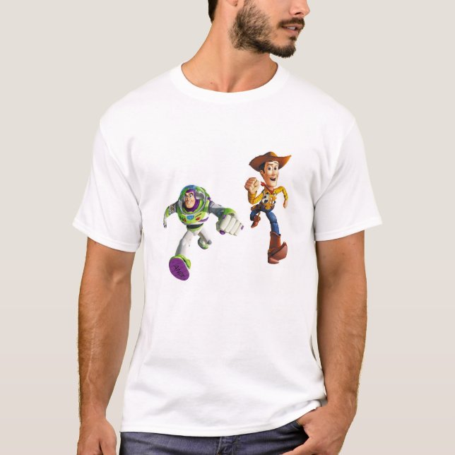 Toy Story Buzz Lightyear Woody running T-Shirt (Front)