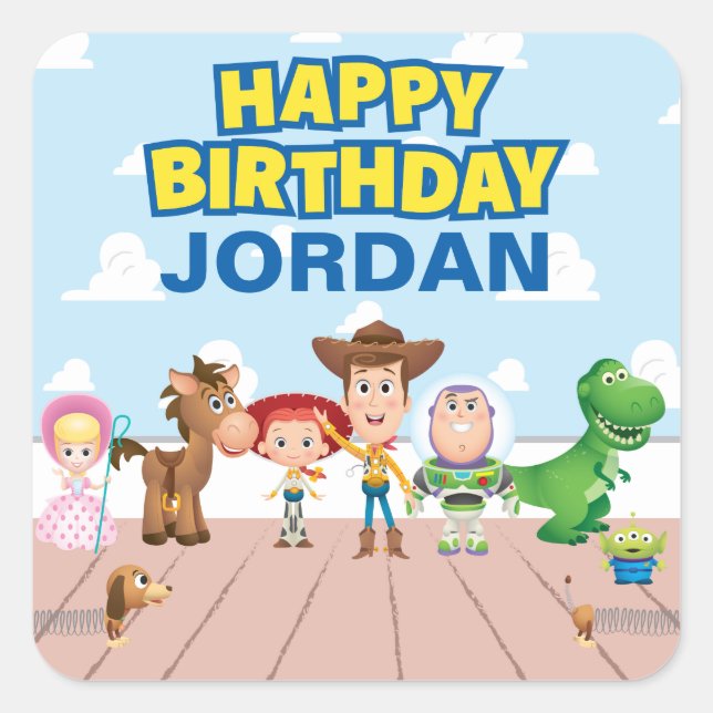Toy Story Character Birthday Square Sticker (Front)