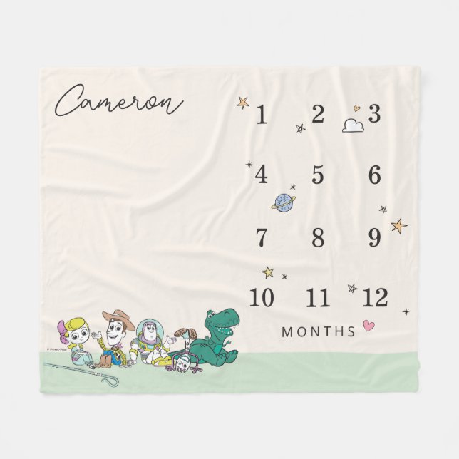Toy Story Characters | Baby Monthly Milestone Fleece Blanket (Front (Horizontal))