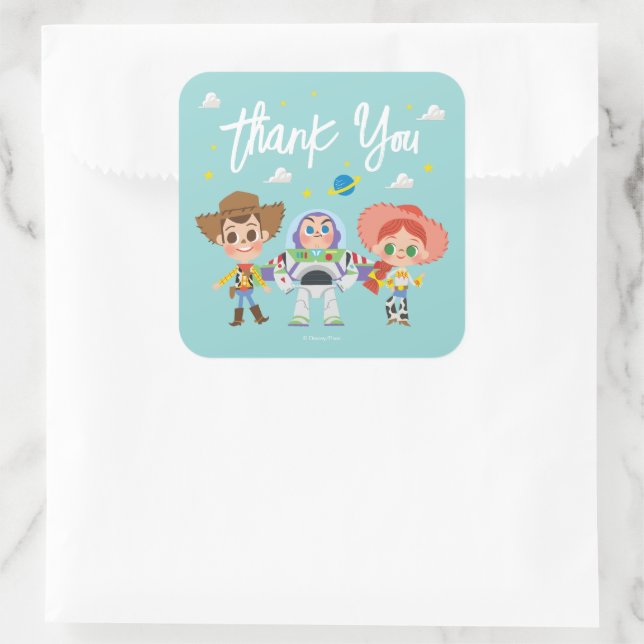 Toy Story Characters Baby Shower Thank You Square Sticker (Bag)