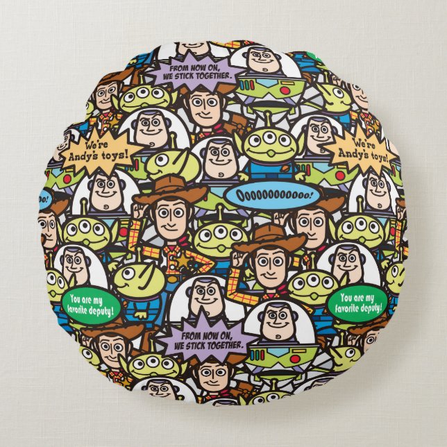 Toy Story | Cute Toy Pattern Round Pillow (Front)
