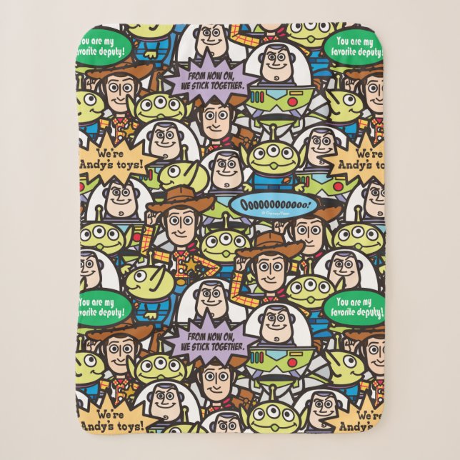 Toy Story | Cute Toy Pattern Sherpa Blanket (Front)