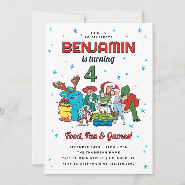Toy Story Holiday Birthday Invitation (Front)