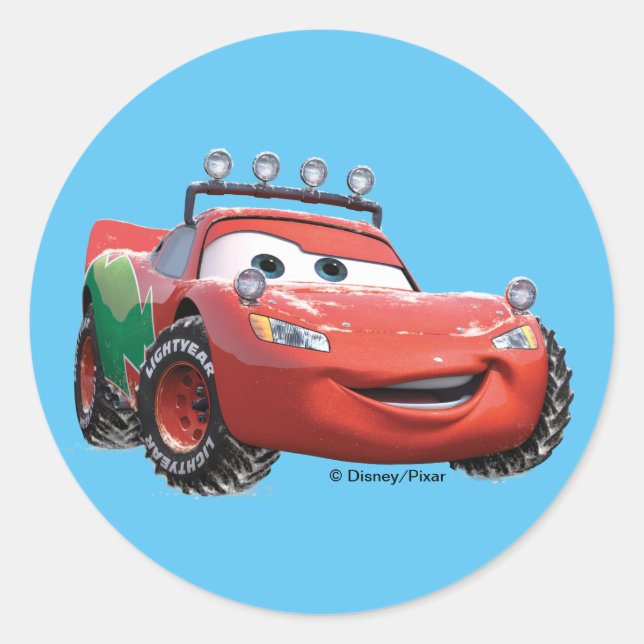 Toy Story | Lightning McQueen Looking Good Classic Round Sticker (Front)