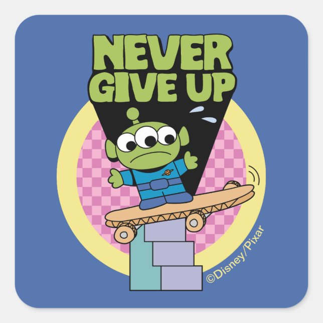 Toy Story | Little Green Men Never Give Up Square Sticker (Front)