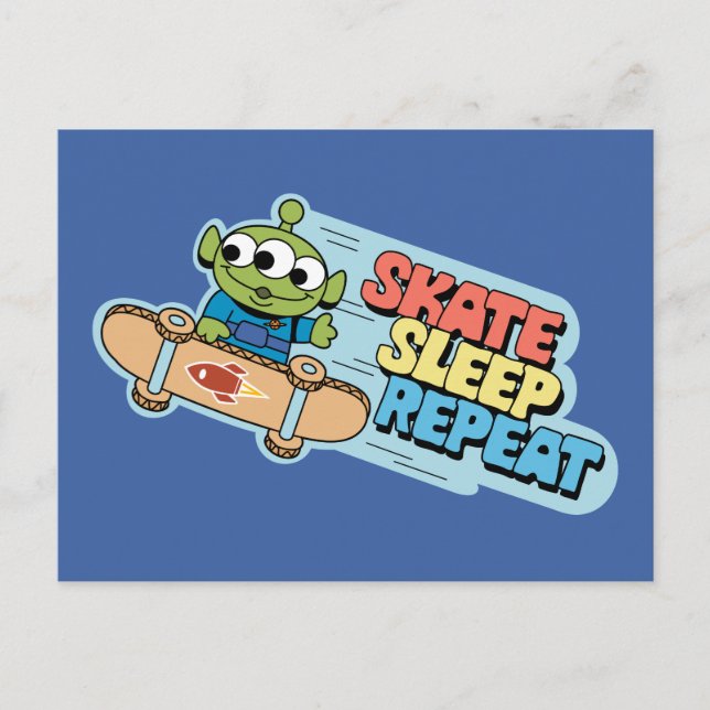 Toy Story | Little Green Men Skate Sleep Repeat Postcard (Front)