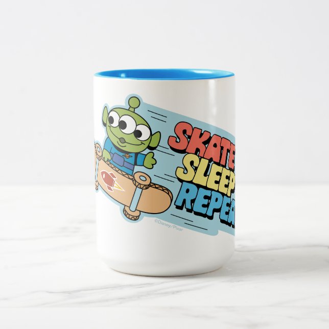 Toy Story | Little Green Men Skate Sleep Repeat Two-Tone Coffee Mug (Center)