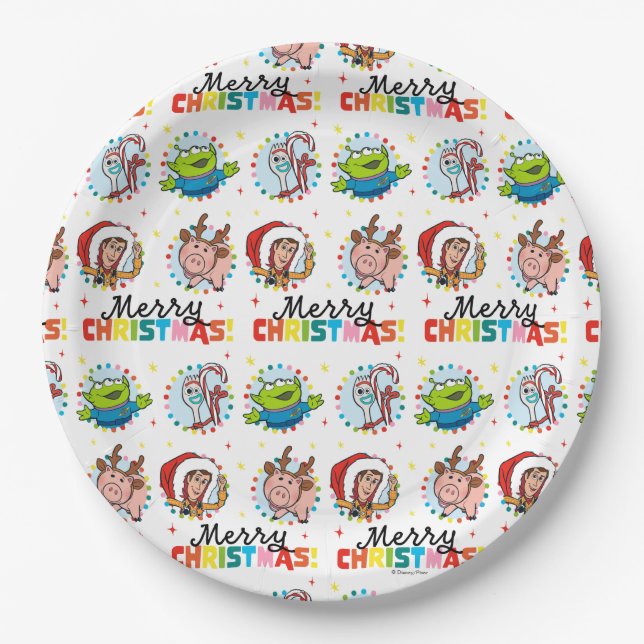 Toy Story | Merry Christmas Pattern Paper Plate (Front)