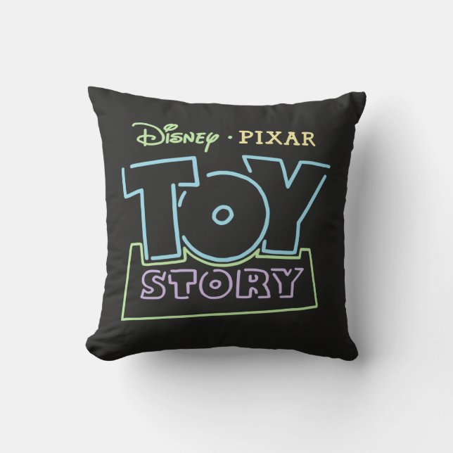 Toy Story Neon Sign Graphic Throw Pillow (Front)