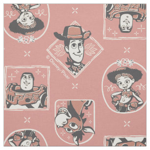 Toy Story Pink Western Cowboy Portrait Pattern Fabric