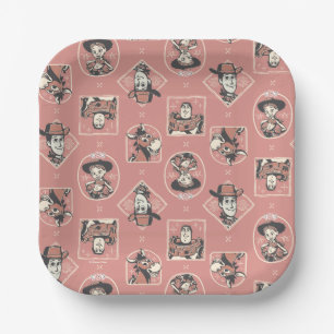 Toy Story Pink Western Cowboy Portrait Pattern Paper Plate