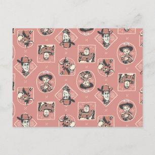 Toy Story Pink Western Cowboy Portrait Pattern Postcard