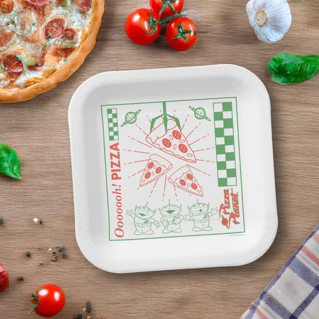 Toy Story | Pizza Planet graphic Paper Plate (Plate on simulated table)