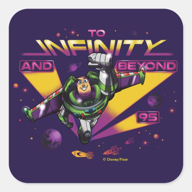 Toy Story | Retro "To Infinity And Beyond" Buzz Square Sticker (Front)