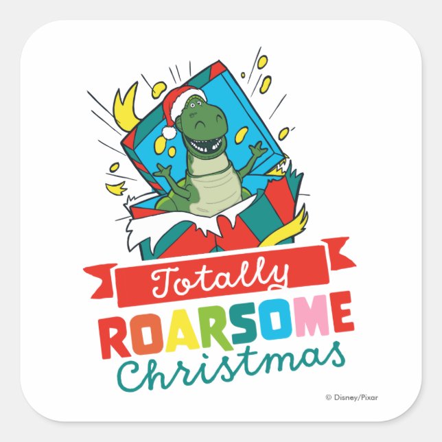 Toy Story Rex | Totally Roarsome Christmas Square Sticker (Front)