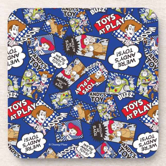 Toy Story | Toys at Play Comic Pattern Coaster (Front)