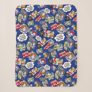 Toy Story   Toys at Play Comic Pattern Sherpa Blanket