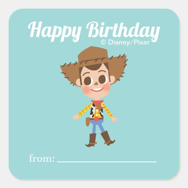 Toy Story - Woody | A Gift From - Birthday Square Sticker (Front)