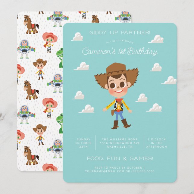 Toy Story | Woody Birthday Invitation (Front/Back)