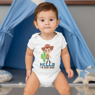 Toy Story Woody Hello I'm New Here Baby Bodysuit