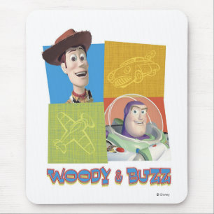 Toy Story's Buzz Lightlear and Woody Logo Mouse Pad