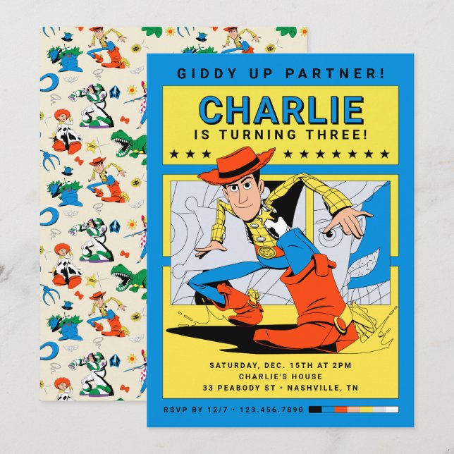 Toy Story's Woody Birthday Cowboy Invitation (Front/Back)